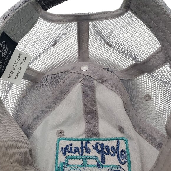 Distressed Gray "Jeep Hair Don't Care" Mesh Trucker Hat By Katydid Adjustable - Picture 9 of 10